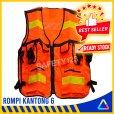 Rompi Jaring 6 Kantong Orange